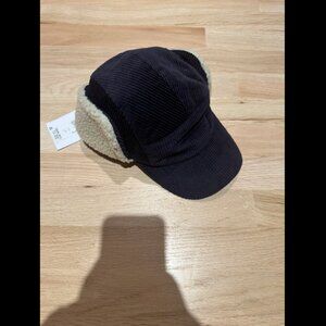 Paul Smith Men's Navy Corduroy Shearling Cap Trapper Hat Size M